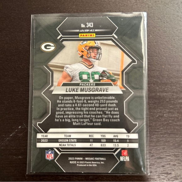 2023 Mosaic #343 Luke Musgrave Blue Reactive Prizm Rookie. - Picture 2 of 2